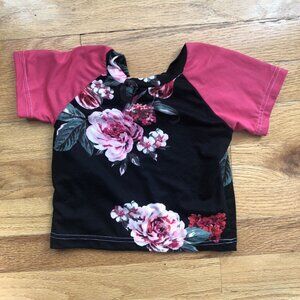 Macy Kate Boutique 6-12M Raglan Tee Black Floral